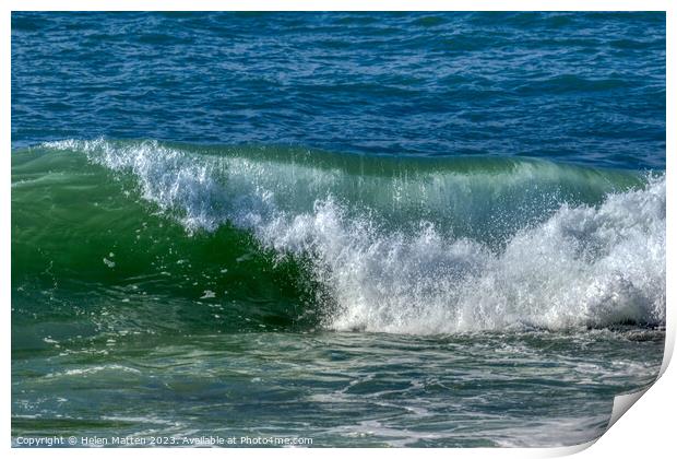 Rolling blue waves in Cornwall 2 Print by Helkoryo Photography