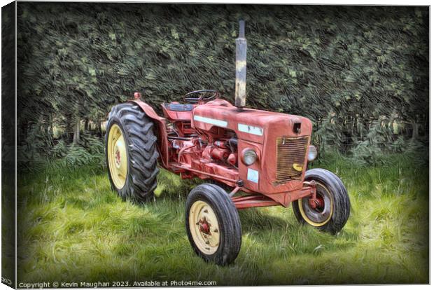 "Vibrant Red Tractor in the Countryside" Canvas Print by Kevin Maughan