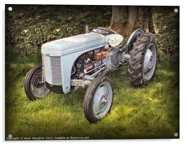 "Timeless Beauty: The Ferguson TEA 20 Tractor" Acrylic by Kevin Maughan