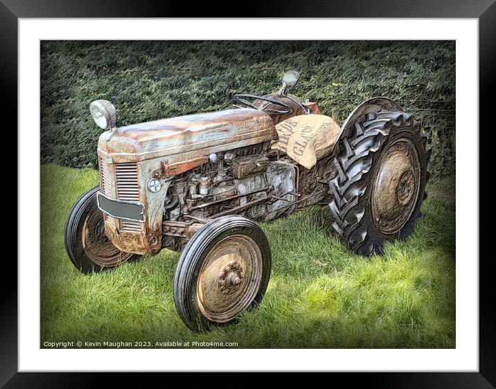 "Vintage Elegance: The Iconic Ferguson TEA Tractor Framed Mounted Print by Kevin Maughan