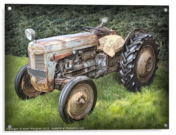 "Vintage Elegance: The Iconic Ferguson TEA Tractor Acrylic by Kevin Maughan