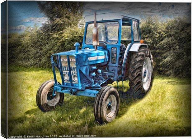 "Rustic Charm: Ford 4000 Tractor in Vibrant Colore Canvas Print by Kevin Maughan