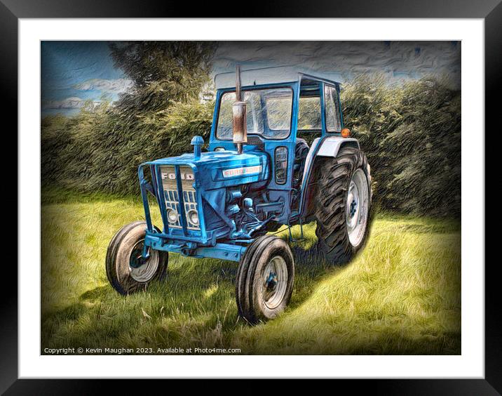 "Rustic Charm: Ford 4000 Tractor in Vibrant Colore Framed Mounted Print by Kevin Maughan