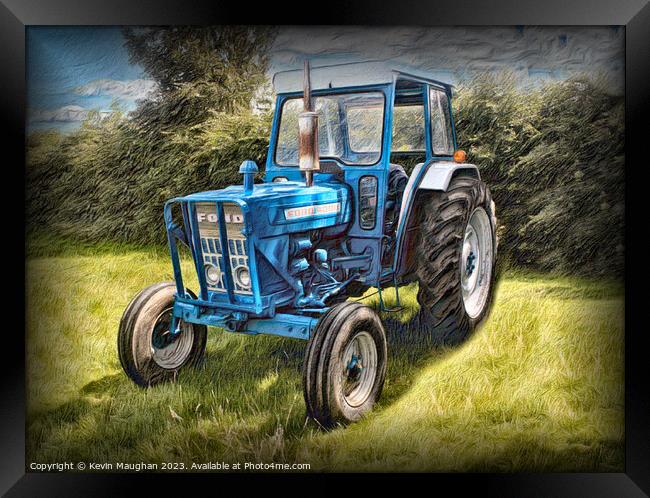 "Rustic Charm: Ford 4000 Tractor in Vibrant Colore Framed Print by Kevin Maughan