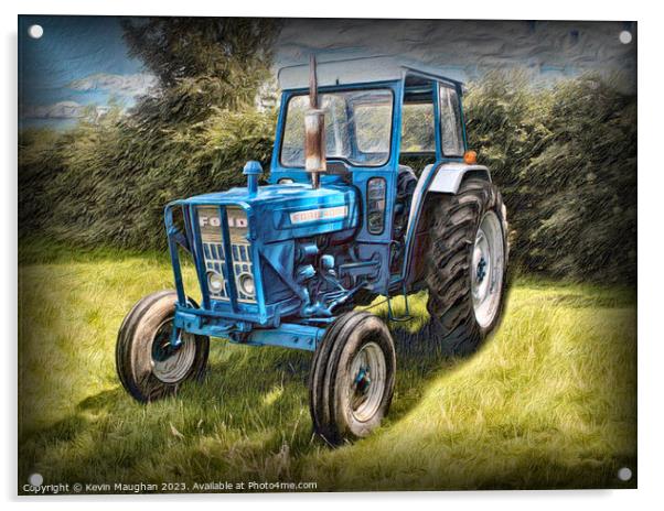 "Rustic Charm: Ford 4000 Tractor in Vibrant Colore Acrylic by Kevin Maughan