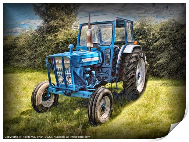 "Rustic Charm: Ford 4000 Tractor in Vibrant Colore Print by Kevin Maughan
