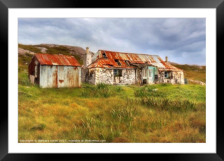 Golden Road Cottage Ruin at Quidnish Isle of Harri Framed Mounted Print by Barbara Jones