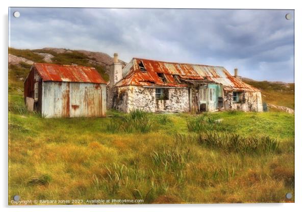 Golden Road Cottage Ruin at Quidnish Isle of Harri Acrylic by Barbara Jones