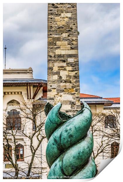 Walled Obelisk Serpent Column Hippodrome Istanbul Turkey Print by William Perry