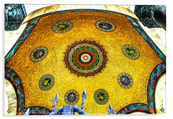 Golden Mosaic Kaiser Wilhelm Dome Hippodrome Istanbul Turkey Acrylic by William Perry