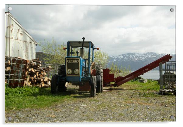 Tractor fjord Norway Acrylic by kathy white