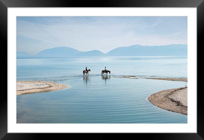 Horse riding in Kefalonia,Sami Framed Mounted Print by kathy white