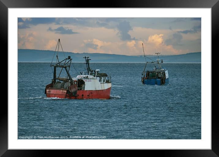 "Harmony of Reflections: Fishing in the Moray Firt Framed Mounted Print by Tom McPherson
