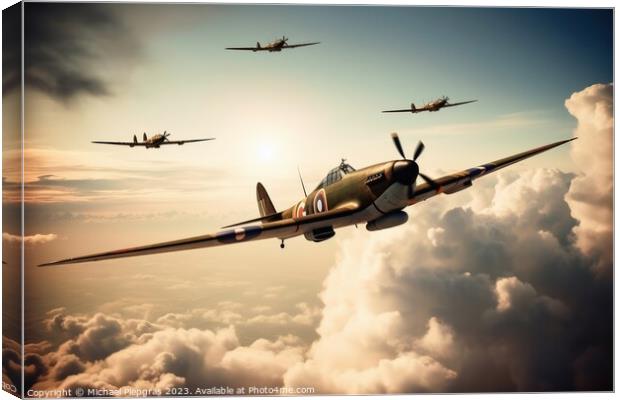 World war 2 aircraft in the sky created with generative AI techn Canvas Print by Michael Piepgras