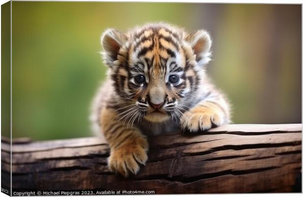 Cute little tiger baby created with generative AI technology. Canvas Print by Michael Piepgras