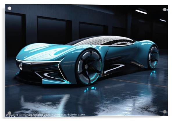 Futuristic luxury sports car created with generative AI technolo Acrylic by Michael Piepgras