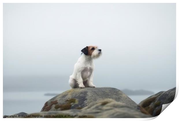 Portrait of a cute Jack Russel terrier do created with generativ Print by Michael Piepgras