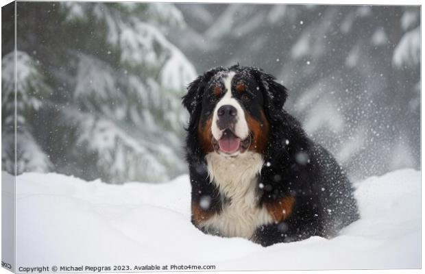 Portrait of a cute bernese mountain dog created with generative  Canvas Print by Michael Piepgras