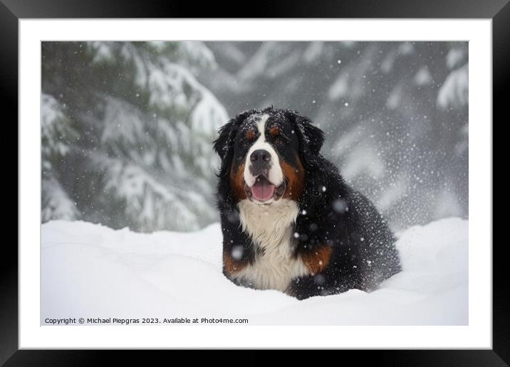 Portrait of a cute bernese mountain dog created with generative  Framed Mounted Print by Michael Piepgras