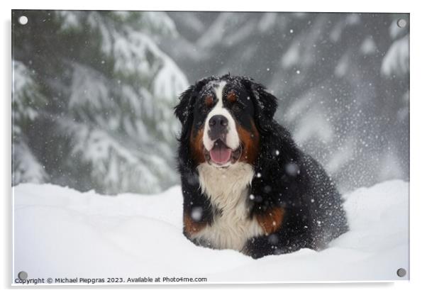 Portrait of a cute bernese mountain dog created with generative  Acrylic by Michael Piepgras