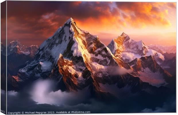 Mesmerizing mountains in beautiful warm light created with gener Canvas Print by Michael Piepgras