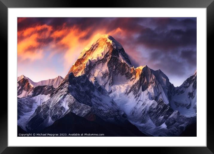 Mesmerizing mountains in beautiful warm light created with gener Framed Mounted Print by Michael Piepgras