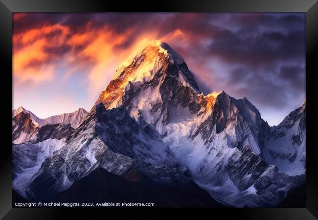 Mesmerizing mountains in beautiful warm light created with gener Framed Print by Michael Piepgras