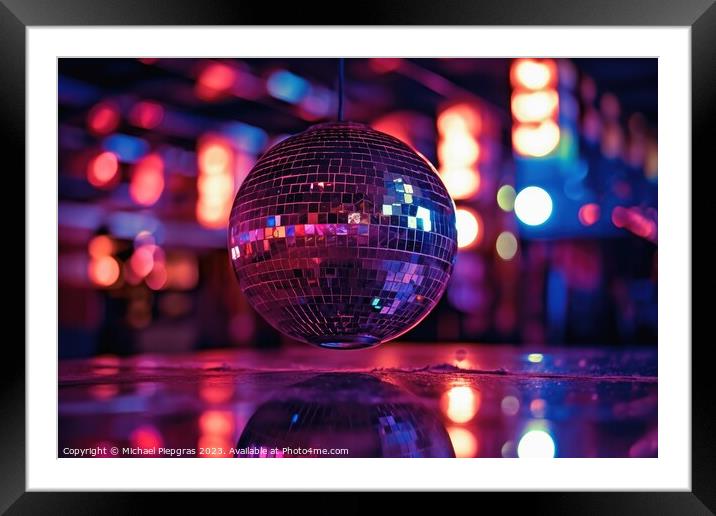 Nightlife disco ball concept created with generative AI technolo Framed Mounted Print by Michael Piepgras