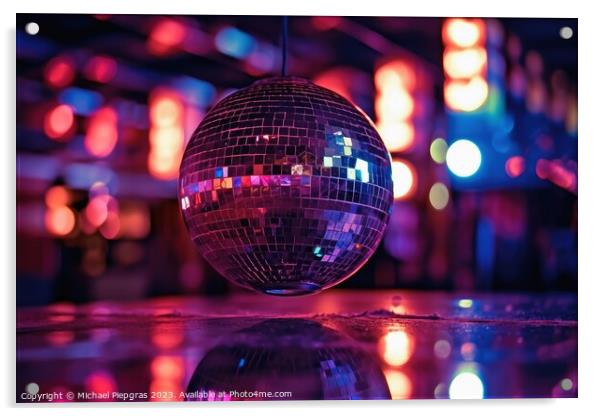 Nightlife disco ball concept created with generative AI technolo Acrylic by Michael Piepgras