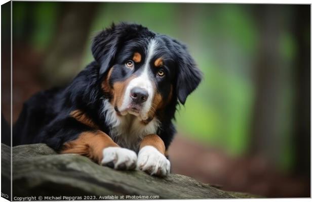Portrait of a cute bernese mountain dog created with generative  Canvas Print by Michael Piepgras