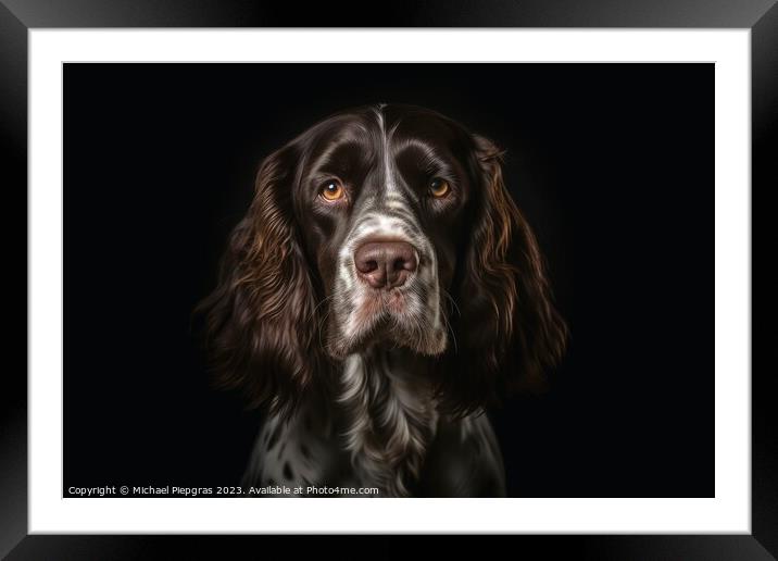 Portrait of a cute english cocker spaniel dog created with gener Framed Mounted Print by Michael Piepgras