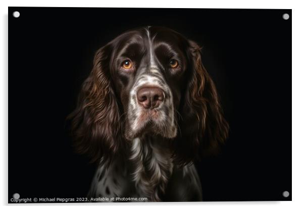 Portrait of a cute english cocker spaniel dog created with gener Acrylic by Michael Piepgras