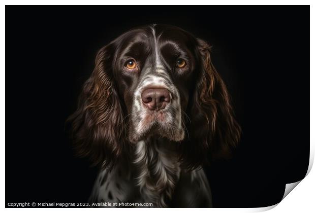 Portrait of a cute english cocker spaniel dog created with gener Print by Michael Piepgras