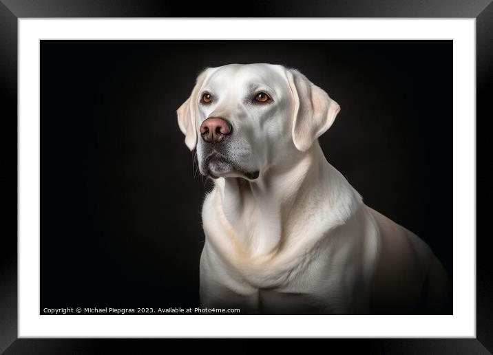 Portrait of a cute labrador dog created with generative AI techn Framed Mounted Print by Michael Piepgras