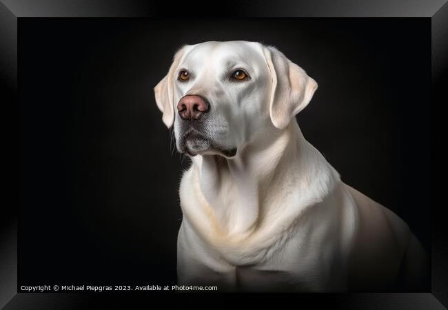 Portrait of a cute labrador dog created with generative AI techn Framed Print by Michael Piepgras