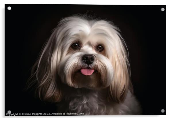 Portrait of a cute Malteser dog created with generative AI techn Acrylic by Michael Piepgras
