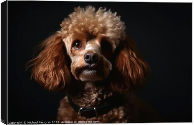 Portrait of a cute poodle dog created with generative AI technol Canvas Print by Michael Piepgras