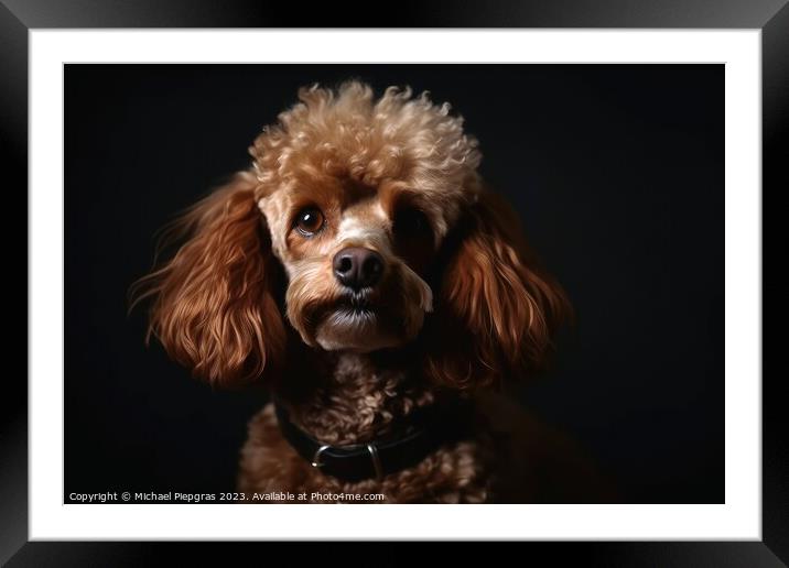 Portrait of a cute poodle dog created with generative AI technol Framed Mounted Print by Michael Piepgras