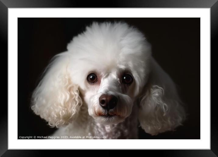 Portrait of a cute poodle dog created with generative AI technol Framed Mounted Print by Michael Piepgras