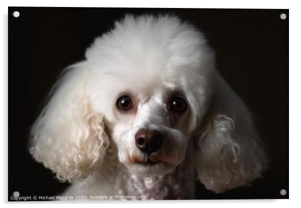 Portrait of a cute poodle dog created with generative AI technol Acrylic by Michael Piepgras