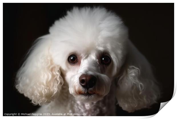 Portrait of a cute poodle dog created with generative AI technol Print by Michael Piepgras