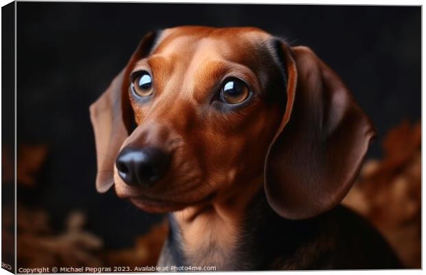 Portrait of a cute sausage dog with brown eyes created with gene Canvas Print by Michael Piepgras