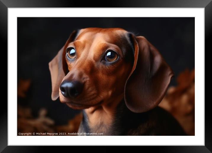 Portrait of a cute sausage dog with brown eyes created with gene Framed Mounted Print by Michael Piepgras