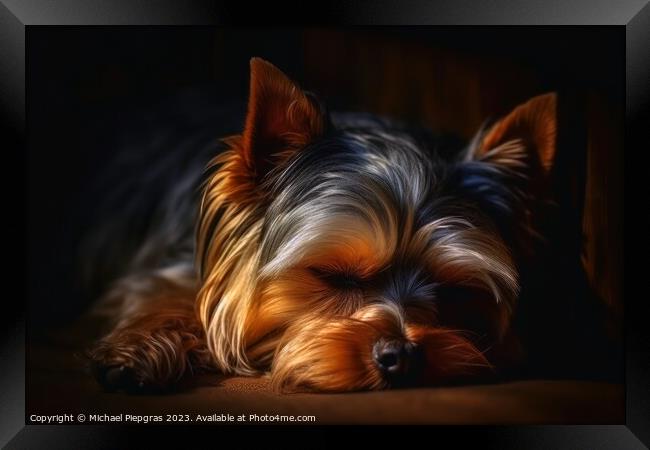 Portrait of a cute yorkshire terrier dog created with generative Framed Print by Michael Piepgras