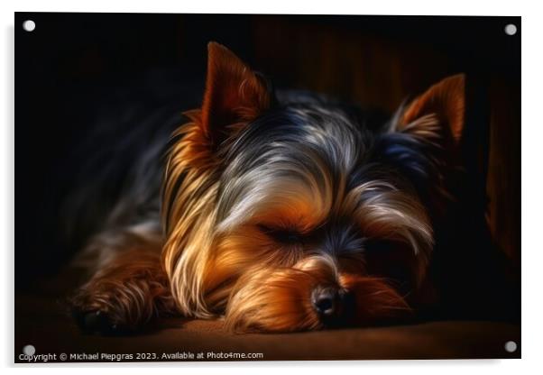 Portrait of a cute yorkshire terrier dog created with generative Acrylic by Michael Piepgras