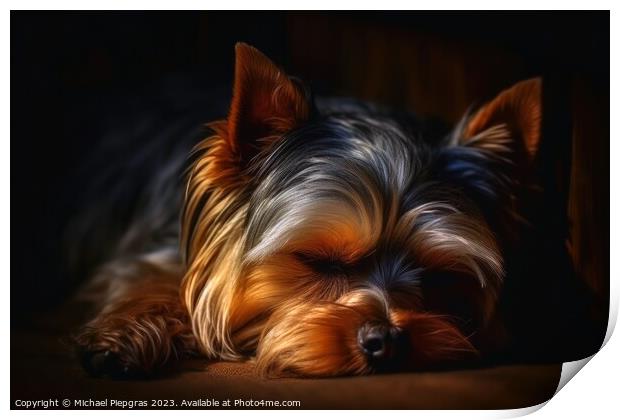Portrait of a cute yorkshire terrier dog created with generative Print by Michael Piepgras