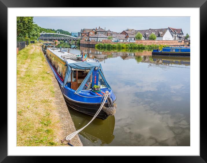 Colourful narrow boats grace Northwich Quay Framed Mounted Print by Jason Wells