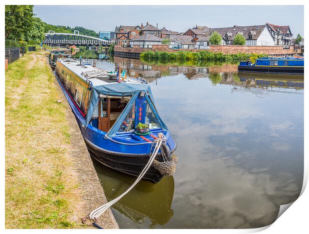Colourful narrow boats grace Northwich Quay Print by Jason Wells