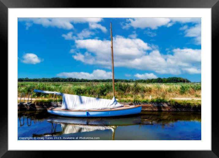 Norfolk Broads Boat Framed Mounted Print by Craig Yates