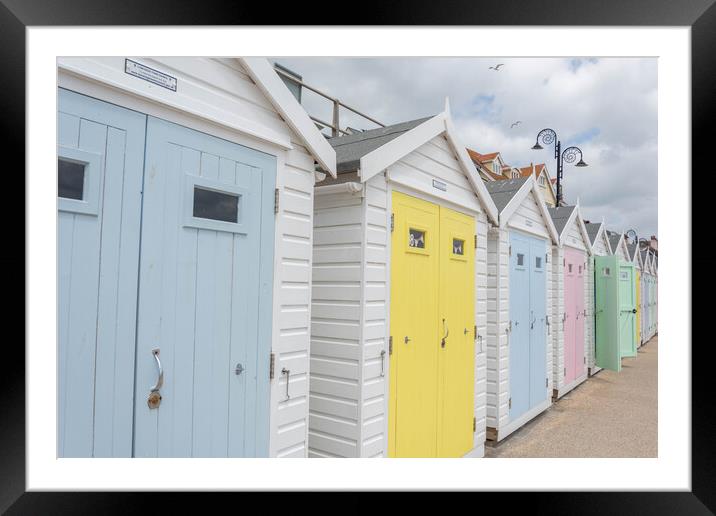 Lyme Regis Beach Huts Framed Mounted Print by Graham Custance